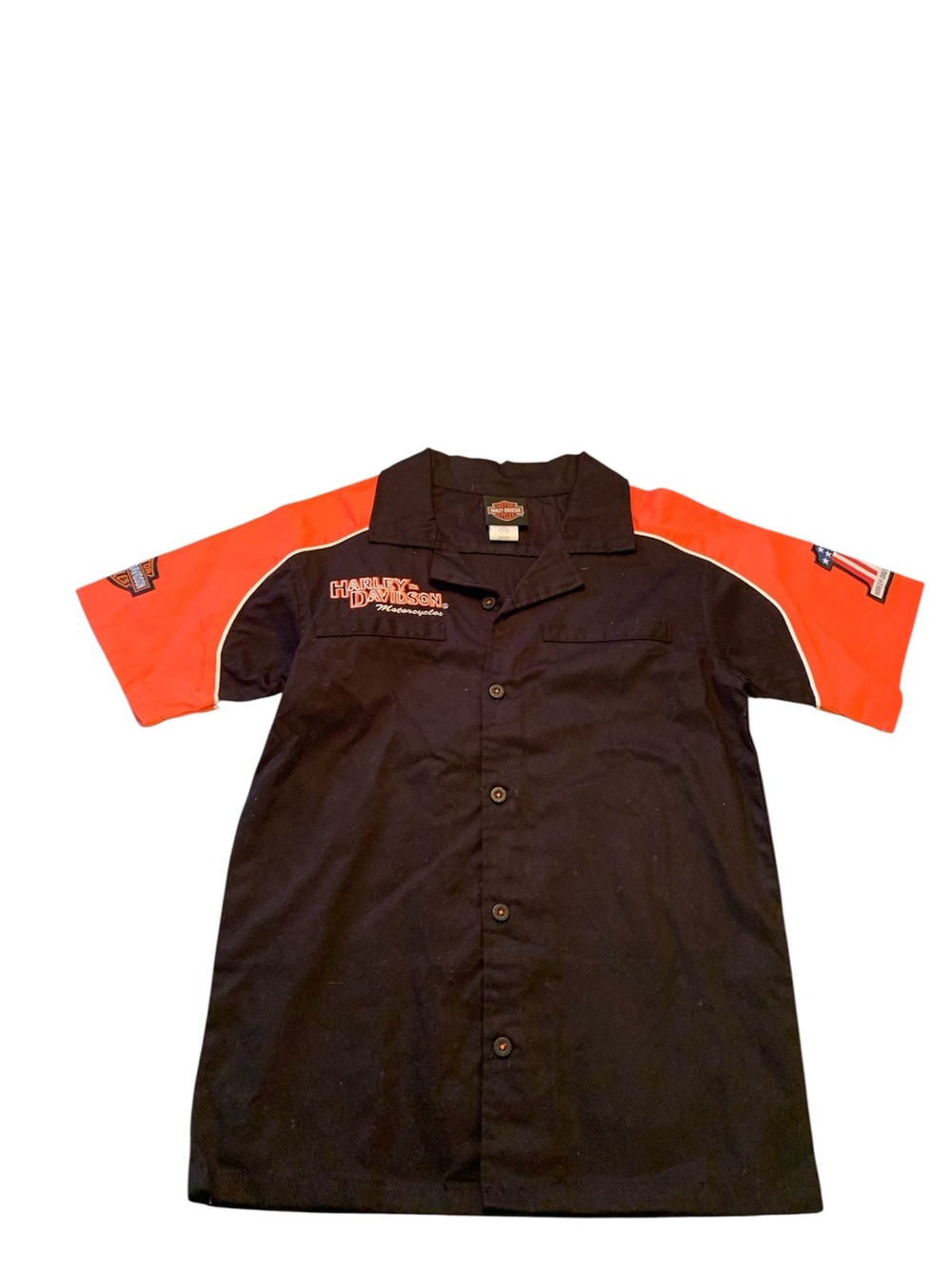 Harley-Davidson Shirt Black Orange Racing Style Logo Youth Size 12/14 NWT